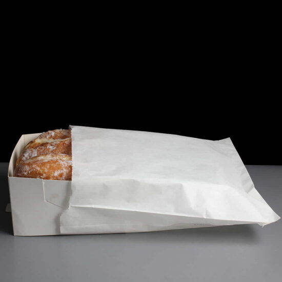 Folding White Swedish Open Bakery Tray in a paper bag Folding White Swedish Open Bakery Tray in a paper bag