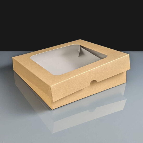 Kraft Windowed Cake Boxes - 8 x8 x 1.5" Kraft Windowed Cake Boxes - 8 x8 x 1.5"