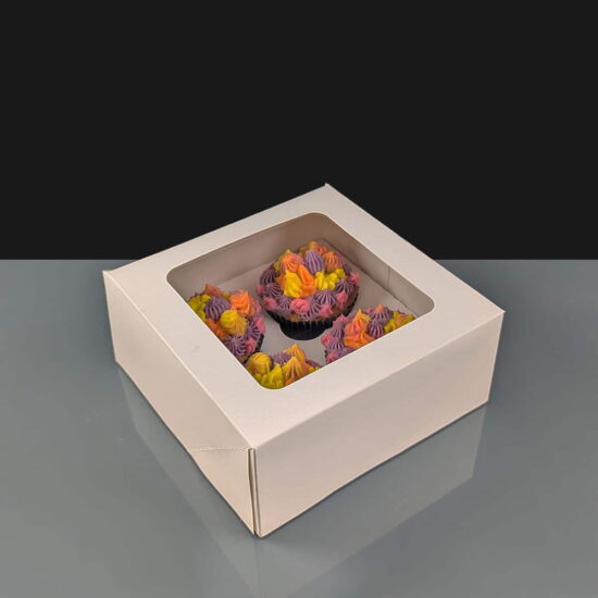 C0597 - Windowed Cake Boxes with 4 Cavity Insert C0597 - Windowed Cake Boxes with 4 Cavity Insert