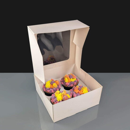 C0597 - Windowed Cake Boxes with 4 Cavity Insert C0597 - Windowed Cake Boxes with 4 Cavity Insert