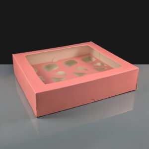 12 Cavity Pink Cupcake Box