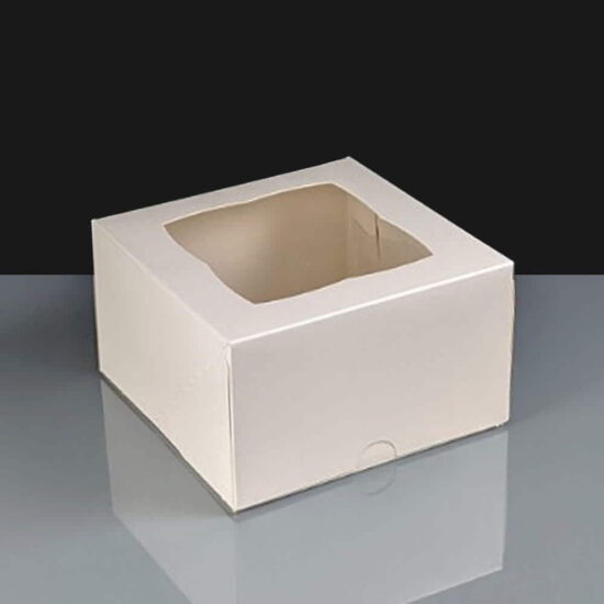 White Windowed Cake Boxes - 5x5x3"