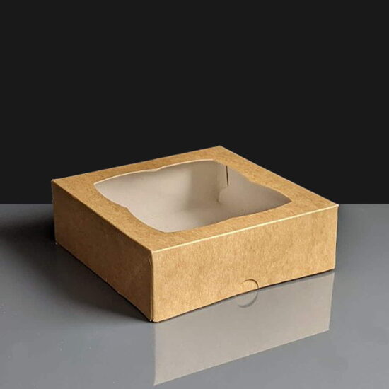 Kraft Windowed Cake Boxes - 6x6x2"