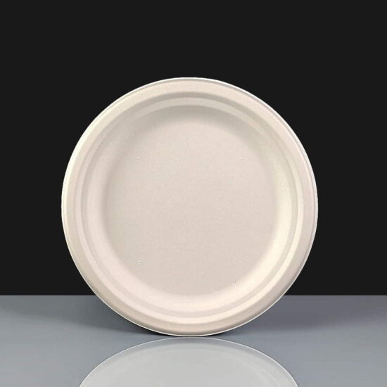 Large White 8.9" Bagasse Plates