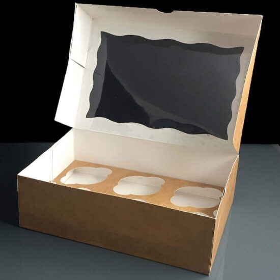 Kraft Windowed 6 Cupcake Boxes Kraft Windowed 6 Cupcake Boxes