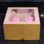 Kraft Windowed Four Cupcake Boxes