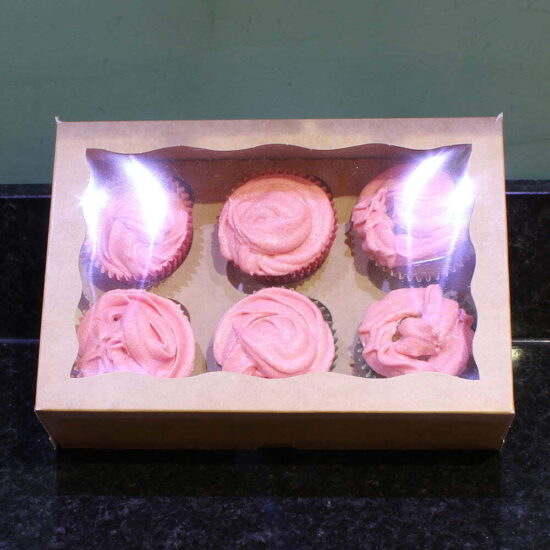 Kraft Windowed 6 Cupcake Boxes Kraft Windowed 6 Cupcake Boxes