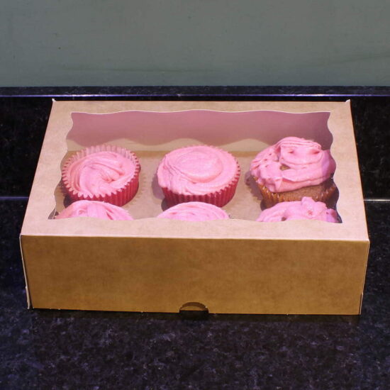 Kraft Windowed 6 Cupcake Boxes Kraft Windowed 6 Cupcake Boxes