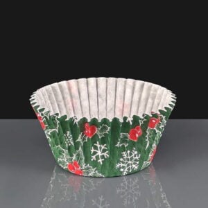Holly and Snowflake Christmas Cupcake or Muffin Cases