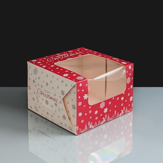 Premium Windowed Christmas SNOWFLAKE Cake Boxes 6x6x4 Premium Windowed Christmas SNOWFLAKE Cake Boxes 6x6x4