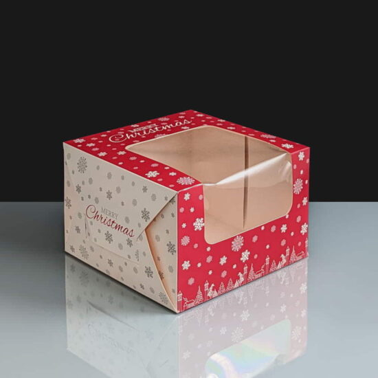 Premiun Windowed Christmas Cake Boxes 6x6x4 Premiun Windowed Christmas Cake Boxes 6x6x4