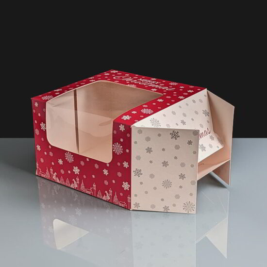 Premium Windowed Christmas SNOWFLAKE Cake Boxes 6x6x4 Premium Windowed Christmas SNOWFLAKE Cake Boxes 6x6x4