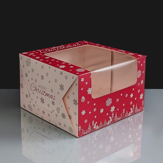 Premium Windowed Christmas SNOWFLAKE Cake Boxes 8x8x5 Premium Windowed Christmas SNOWFLAKE Cake Boxes 8x8x5