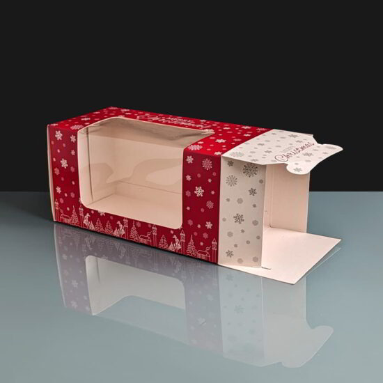 Premium Windowed Christmas Chocolate Log Boxes 8x4x4 Premium Windowed Christmas Chocolate Log Boxes 8x4x4