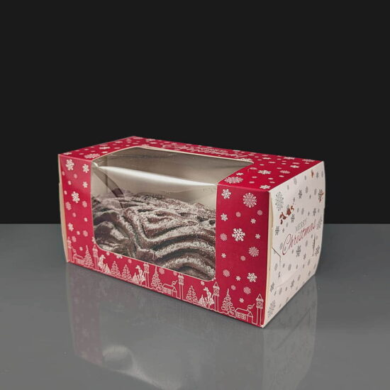 Premium Windowed Christmas Chocolate Log Boxes 8x4x4 Premium Windowed Christmas Chocolate Log Boxes 8x4x4