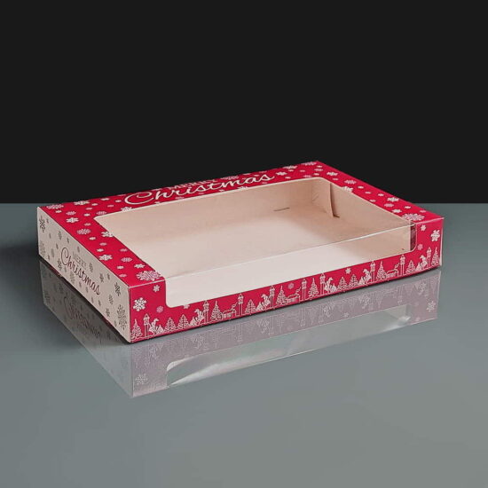 Premium Christmas Snowflake Flat Mince Pie Box 8.5x6x1.5"
