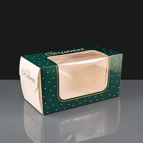 xpr014 Green Windowed Chocolate Log Box - Closed