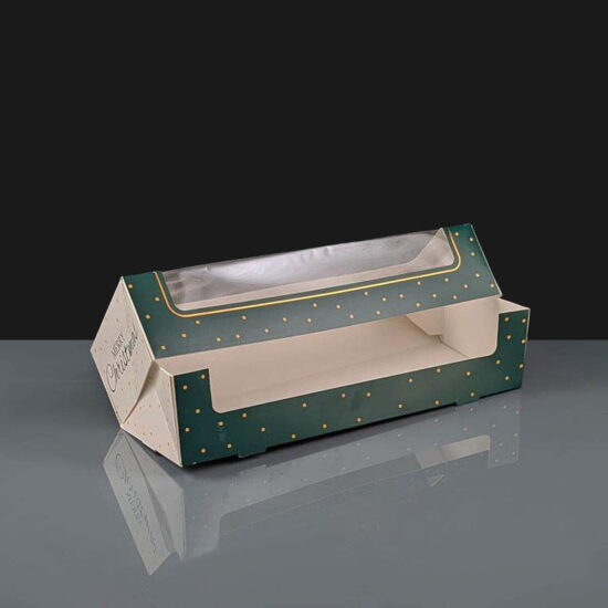 8oz Black Paper Coffee Cup Green Double Stack Mince Pie Box Open