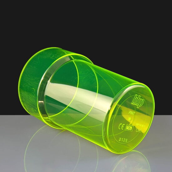 200-2NYC Yellow UV Plastic Pint Glass - Base Yellow UV Plastic Pint Glass