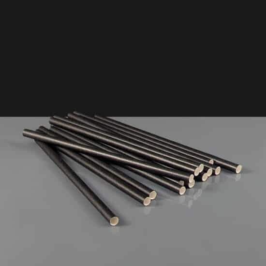 8 in Black Paper Straws Black Paper Straws 200mm