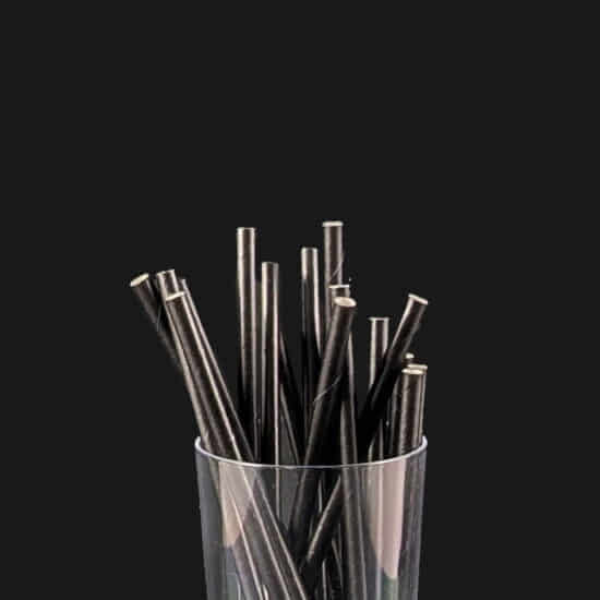 140 x 6mm Black Paper Straws Black Paper Straw 140 x 6mm