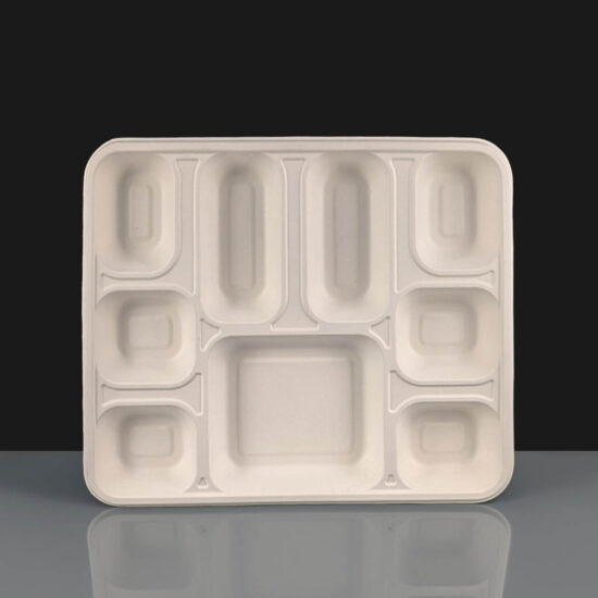 9 Compartment White Meal Tray 9 Compartment Bagasse Meal Tray