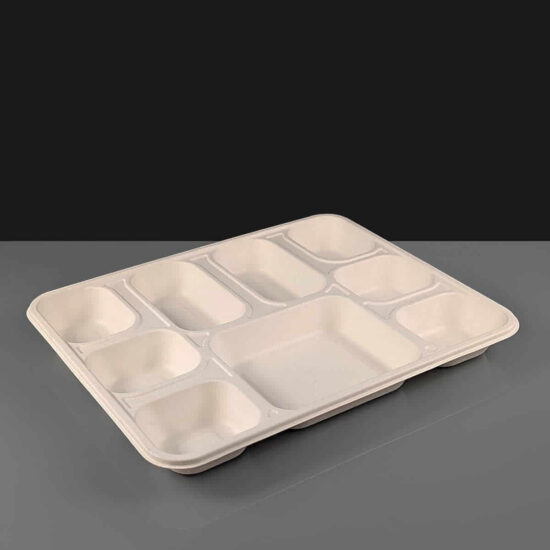 9 Compartment White Meal Tray 9 Compartment Bagasse Meal Tray