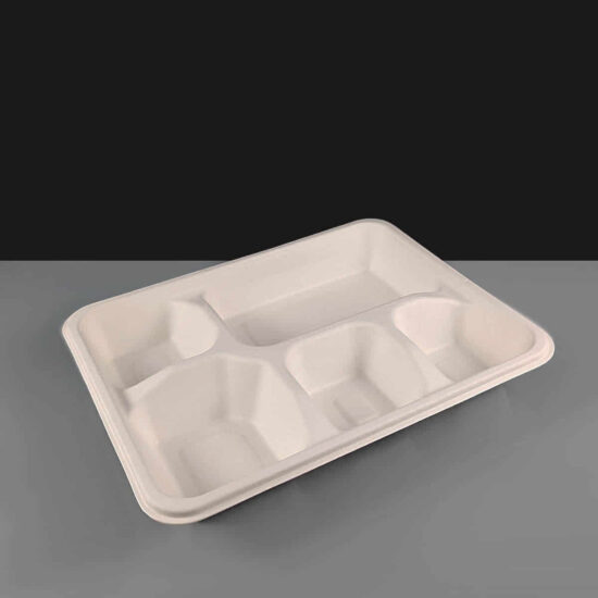 5 Compartment White Meal Tray 5 Compartment Bagasse Meal Tray