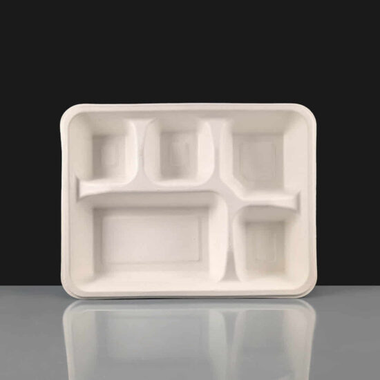 5 Compartment White Meal Tray 5 Compartment Bagasse Meal Tray