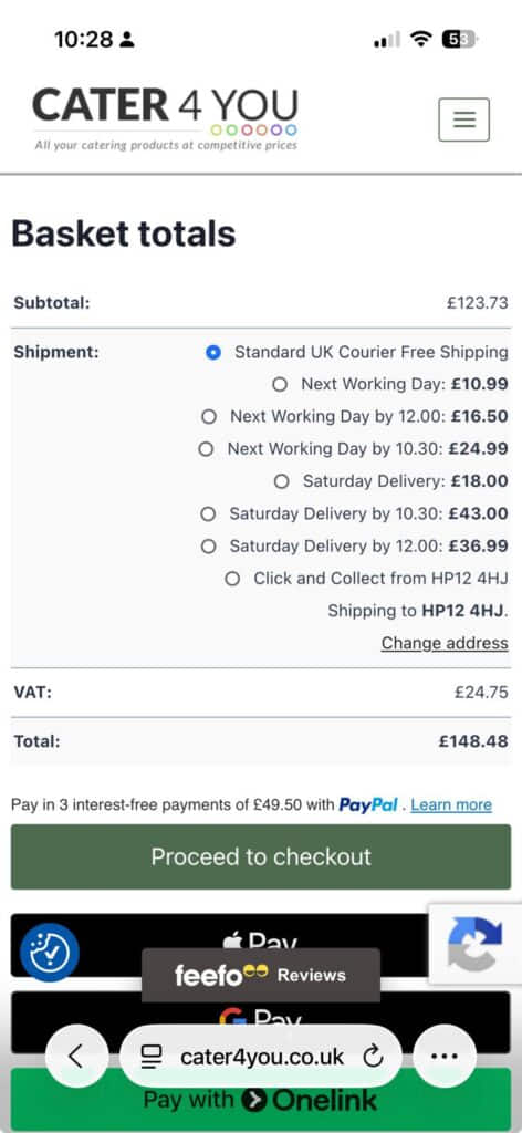 Calculate Shipping at Basket Page