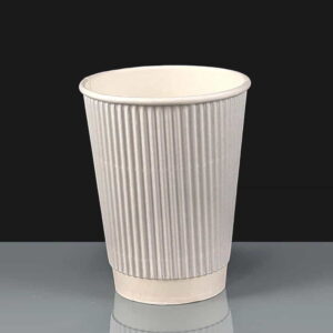 12oz White Ripple Coffee Cup