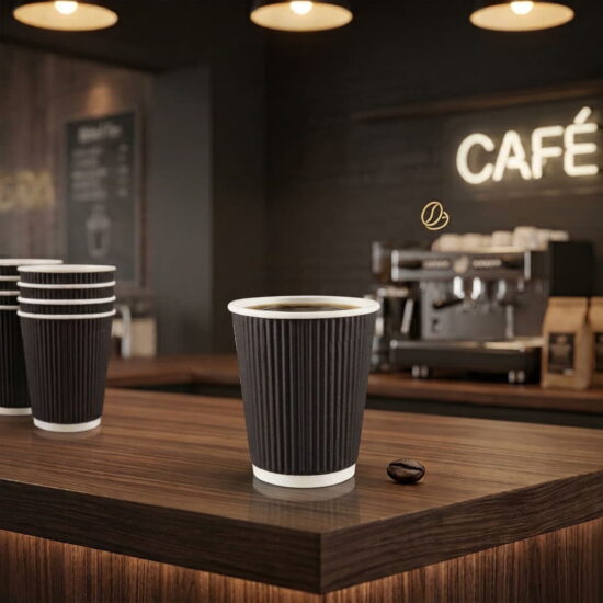 8oz Black Ripple Paper Cup 8oz Black Ripple Coffee Cup