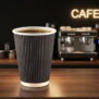 12oz Black Ripple Coffee Cup
